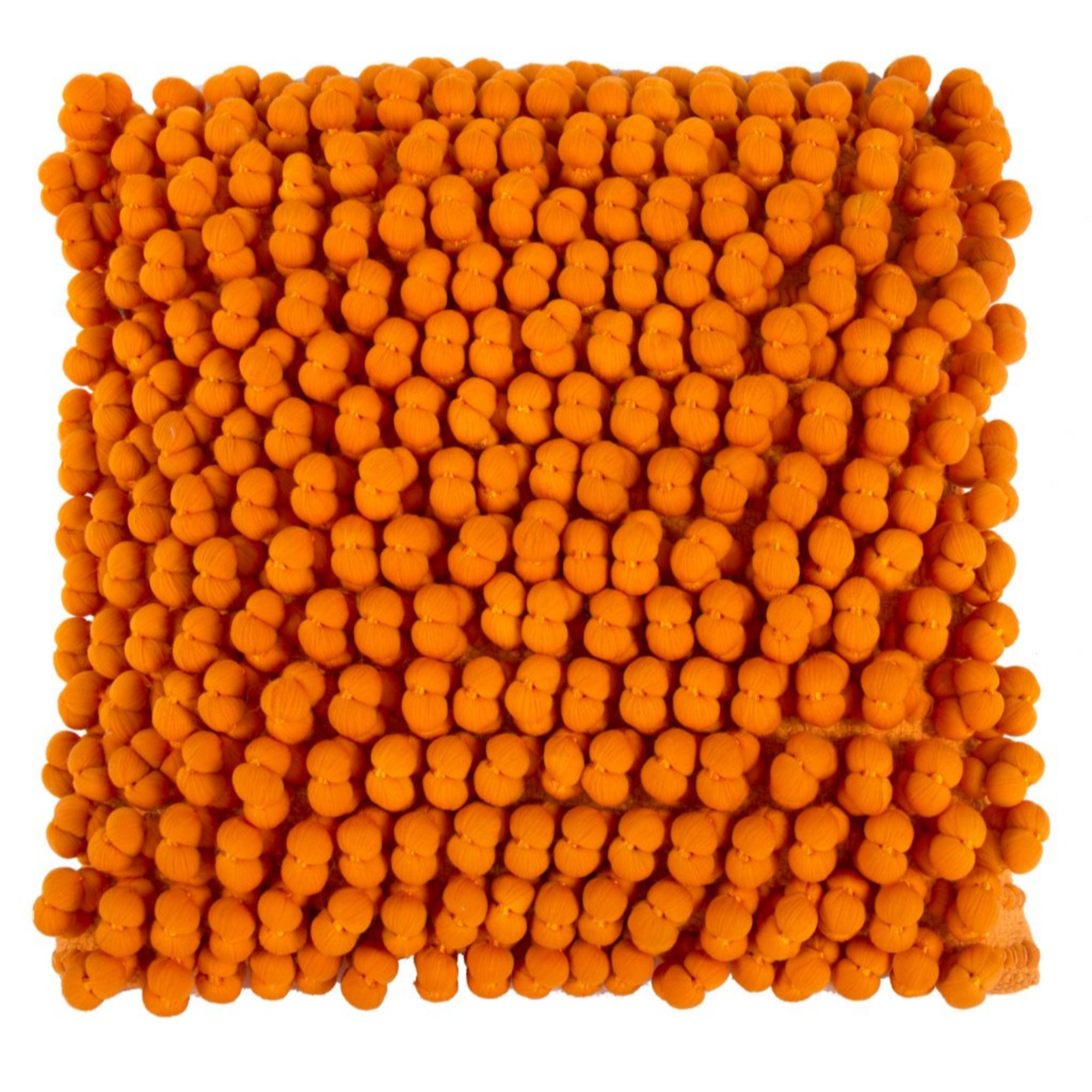 18" Orange PomPoms Shaggy Begs Contemporary Square Throw Pillow