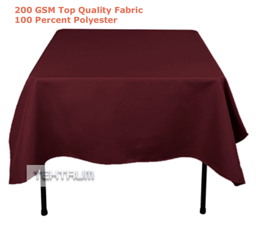 TEKTRUM 70 X 70 INCH 70"X70" SQUARE POLYESTER TABLECLOTH - BURGUNDY ...