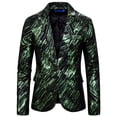 thumbnail image 2 of Denim Jacket men Casual One-button Blazer With Striped Print Blazer Jacket, 2 of 7