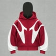 thumbnail image 4 of Homeyce Mens Balaclava Hoodie with Warm Face Mask Full-Zip Hoodie Double Hooded Windproof Jacket Hoodie Balaclava Outdoor Athletic Hop Y2k Clothing,Red M, 4 of 6