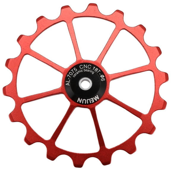 MEIJUN 18T Bicycle Rear Derailleur Wheel Ceramic Bearing Pulley Road Bike Guide Roller Idler 4mm 5mm 6mm(Red),1 * Bicycle Rear Derailleur,red