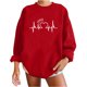 thumbnail image 2 of ICHUANYI Clearance Women's Fashion Sweatshirts Long Sleeved Lovely Printed Pullover Fall Crewneck Sweatshirt(Red, L) ICHUANYI WER2023081514278, 2 of 6