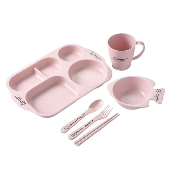 XKHZJL 6 Piece Sets Kids Dinner Plates, Divided Dinner Plate Toddler White Dishes for Baby Troubleless Eating Microwave Dishwasher Safe