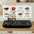 thumbnail image 4 of CUSIMAX 1800W Double Electric Burner, Induction Cooktop, Control Infrared,Ceramic Glass Plate, Portable,Stainless Steel, Black, 4 of 7