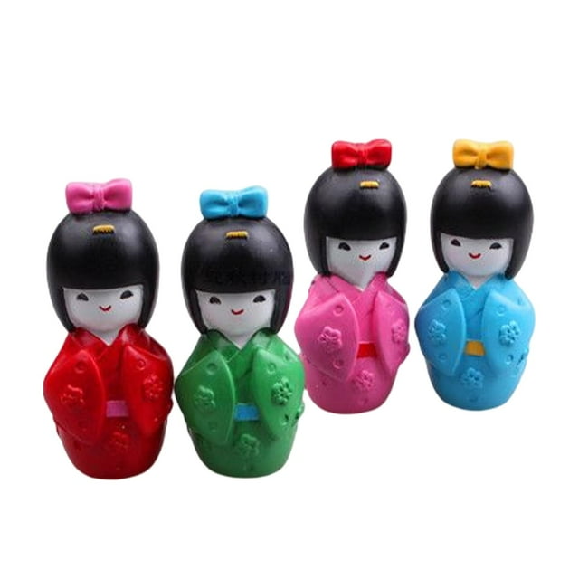 4x muñeca japonesa creativa Resinstatue boda estatua de niña japonesa hecha a mano para de estar accesorios de mesa de arena decor Colco Estatua de muñeca de Japón