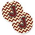 thumbnail image 1 of Letter J Chevron Maroon & Gold Set of 2 Cup Holder Car Coaster, 1 of 1