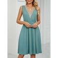 thumbnail image 3 of LAVA Women's V-Neck Midi Summer Dresses Bohemian Sleeveless Lace Stitch Dress (Green, M), 3 of 9