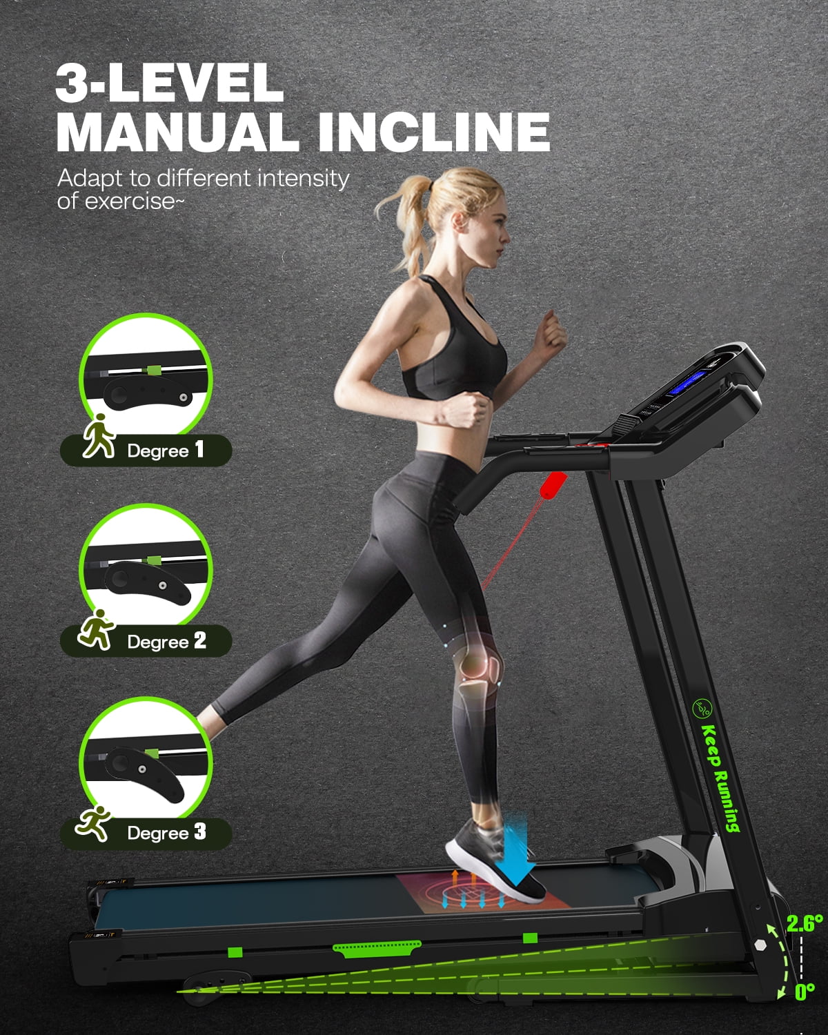FYC 3.5HP Folding Treadmill 330 LBS Weight Capacity with Incline for Home, Portable Electric Treadmill for Running Walking Jogging Exercise with 12 Preset Programs, Indoor Home Workout Training