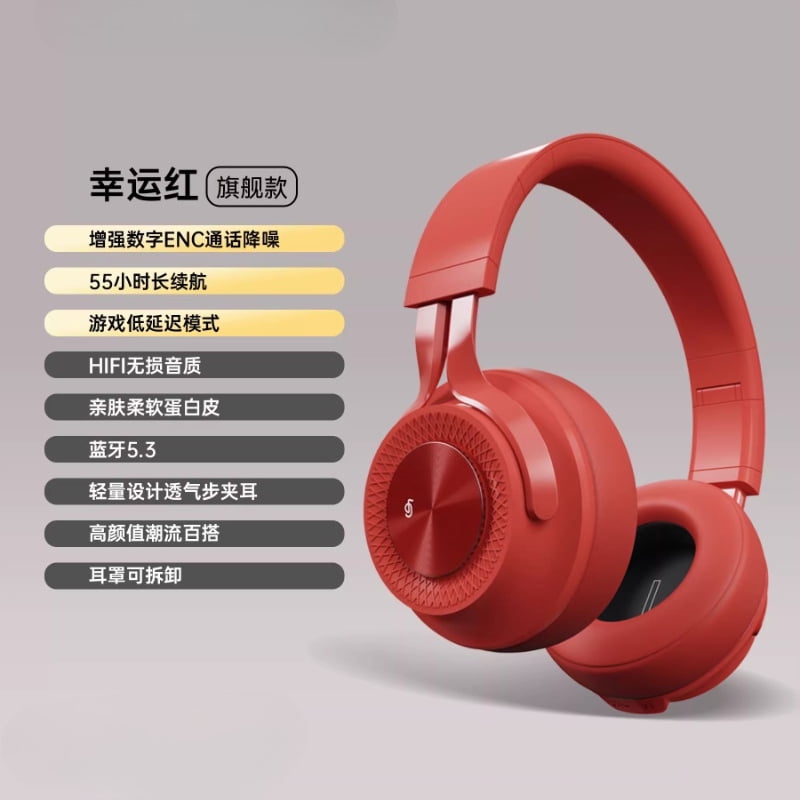 Fingertime Wireless Bluetooth Headphones for Sports & Gym, Over-Ear Headset with Microphone for Students, Fashion Noise Cancelling