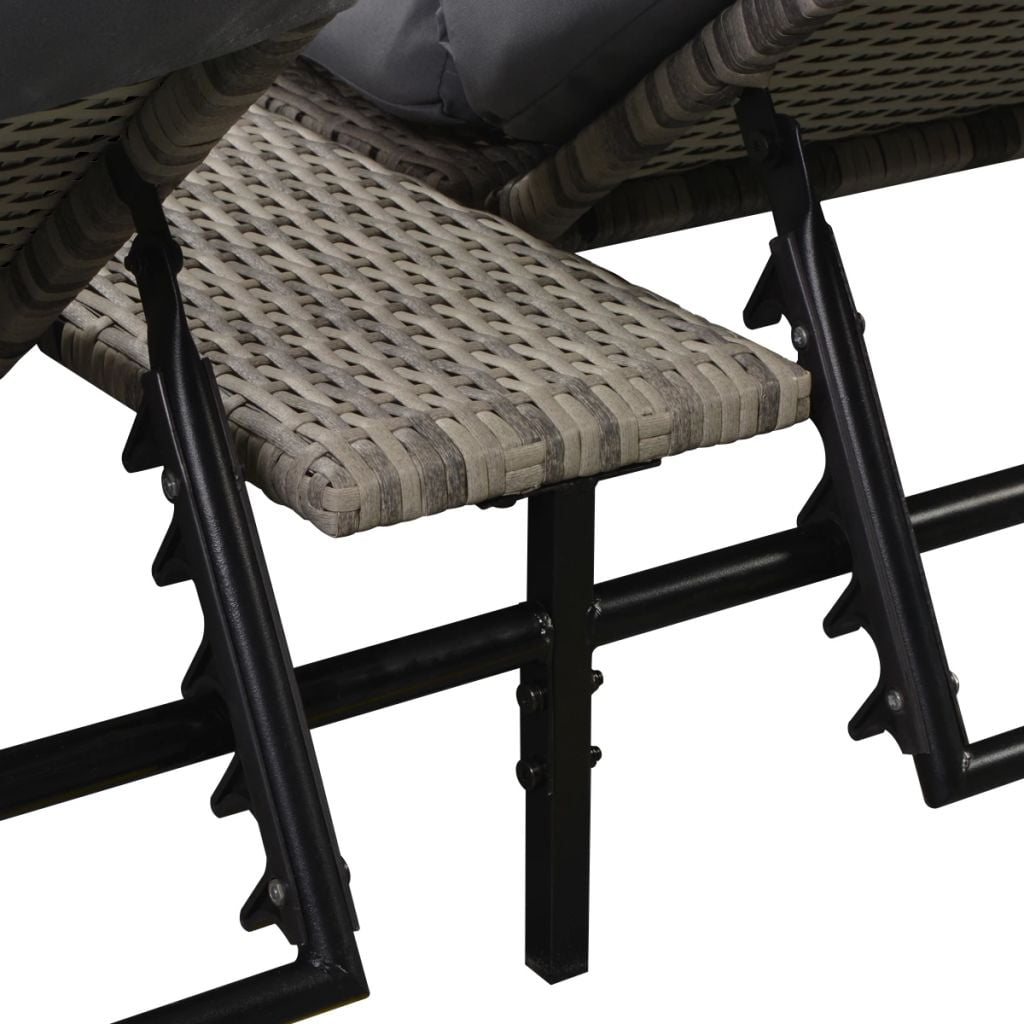 Double Sun Lounger with Cushion, Sun Lounger for Sunbathing