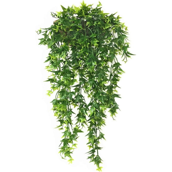 Sinhoon Fake Hanging Plants Artificial Vine, Plastic Ivy Greenery Christmas Garland Faux Vines Grass Flowers Leaves Home Garden Outdoor Indoor Party Wedding DIY Wall Decor Decoration - Green 2 Bundles