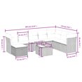 thumbnail image 2 of vidaXL 9 Piece Garden Sofa Set with Cushions Grey Poly Rattan, 2 of 5