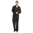 thumbnail image 4 of FELEMO Men's Silk Pajama Set Casual Long Sleeve Satin Pajamas Sleepwear, 4 of 6