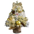 thumbnail image 1 of Christmas Tree, Red White Ornament Decorations with Pine Cones, Snow Flocked Mini Christmas Tree with Lights, 1 of 5