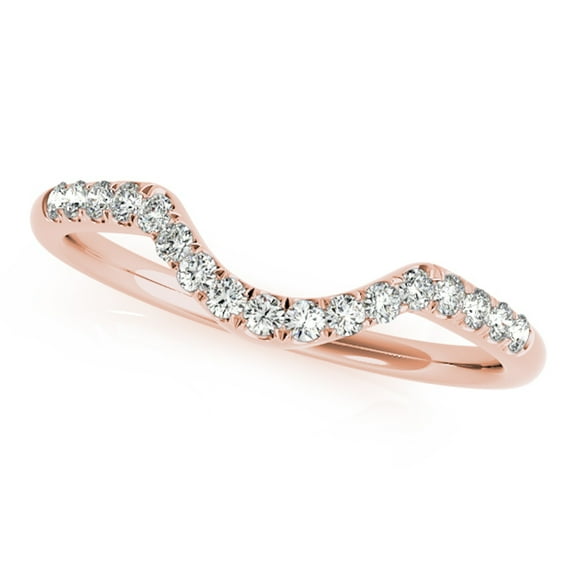 Aonejewelry 0.17 Carat Diamond Wedding Band In 14K Solid Rose Gold