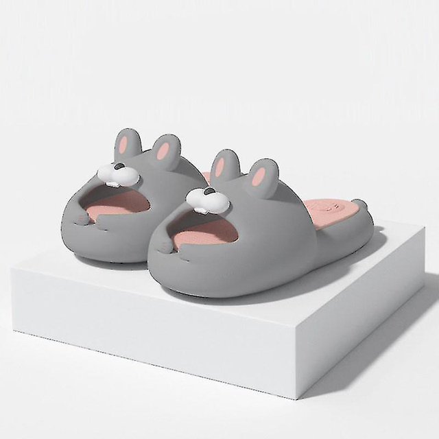 Sandalias de dibujos animados de verano, Zapatillas de casa para mujer, parejas, lindas zapatillas de conejo con parte inferior gruesa