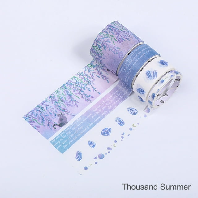 Tignapoo Colorful Washi Tape Set for DIY Journaling - 4 Rolls in a Box with Various Patterns, Perfect for Scrapbooking and Crafting - 2m Length Each Roll
