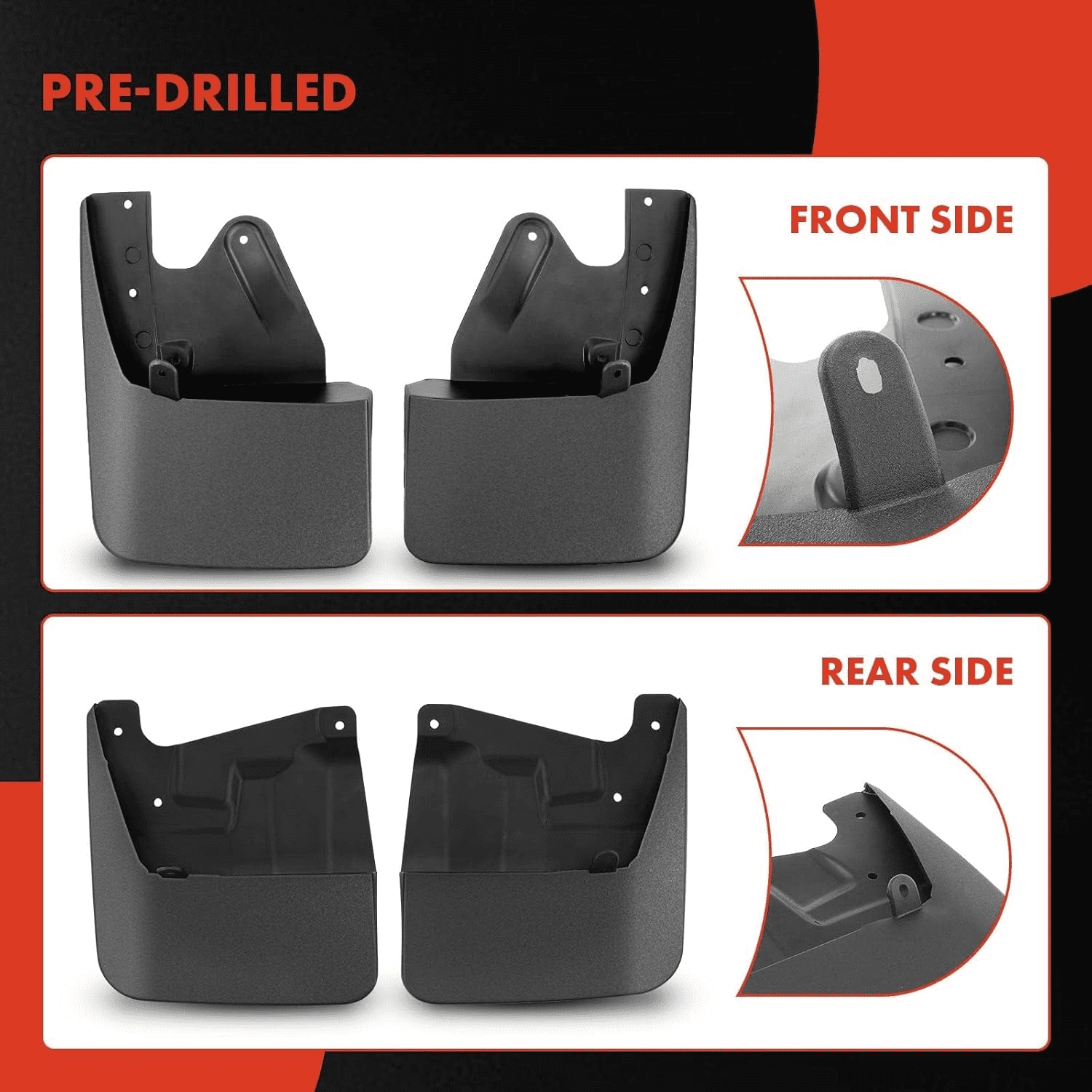 Mud Flaps Compatible with Toyota Tundra 2022 2023 2024 2025 2026, Splash Guards Mudguards with Hardware Accessories, (Not fits SR Models), No Drilling Required, Front & Rear, Set of 4-PC