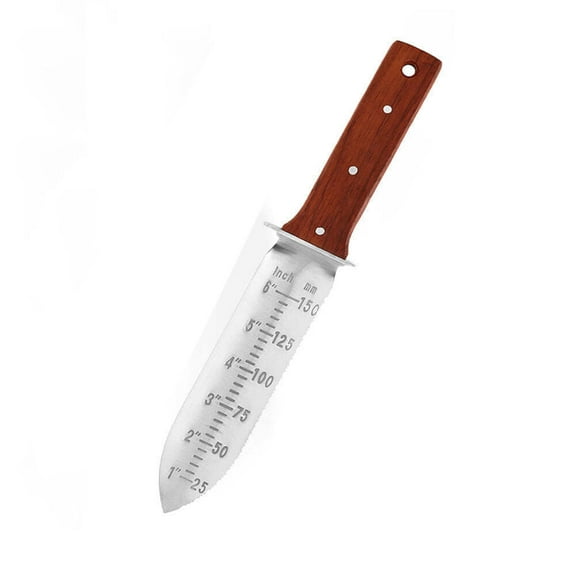 Professional Hori Hori Garden Knife with Leather Sheath, Protective Handguard, High polished 440 Stainless Steel Blade, Sharpening Stone Included, for Weeding, Digging, Pruning, and Cultivating
