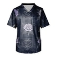 thumbnail image 4 of Domuza Halloween Scrubs for Men Top Spooky Funny Graphics V-Neck Short Sleeve Work Uniform Shirts Comfy Soft Classic Fit Medical Workwear 2XL, 4 of 4