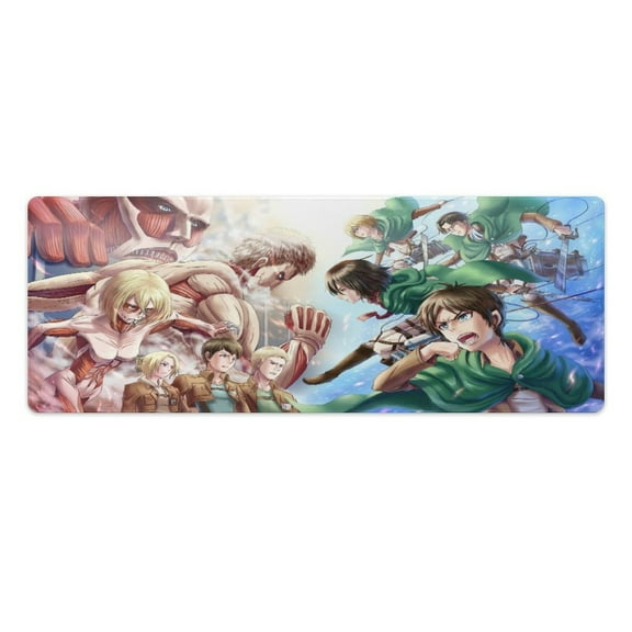 Attack On Titan Large Mouse Pad Waterproof Desk Mat with Stitched Edges, Non-Slip Rubber Base Computer Keyboard Mouse Pad
