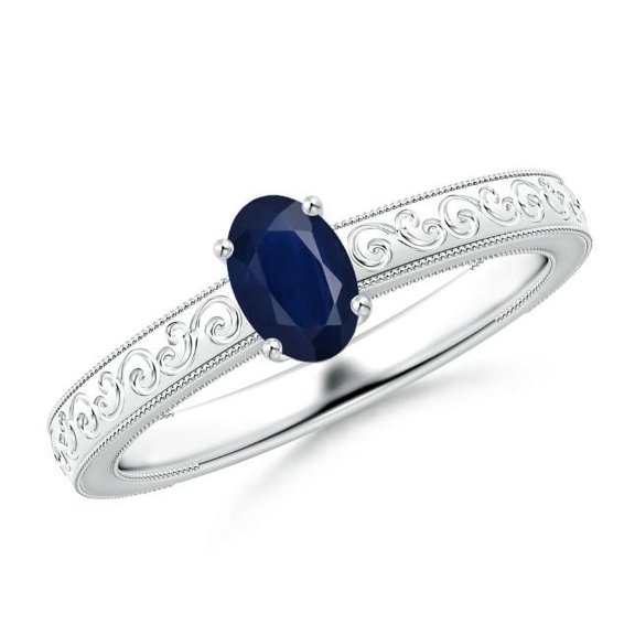 Oval Shape Blue Sapphire Band Ring 925 Sterling Silver September Birthstone Wedding Valentines Day Gift Gemstone Jewelry