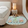 thumbnail image 2 of Easter Round Area Rug 4Ft Washable Circle Rugs for Bedroom Dining Room, Farmhouse Gnomes Rabbits Eggs Wooden Grain Non-Slip Carpet Floor Mats Indoor Outdoor Carpet Runner Aesthetic Home Decor, 2 of 8