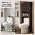 thumbnail image 3 of Over the Toilet Storage Cabinet, Bathroom Organizers and Storage with Adjustable Shelf, Dark Brown, 3 of 10