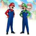 thumbnail image 2 of Super Mario Bros . Disfraz Para Niños Figura De Juego De Una Sola Pieza Rol Usando Conjunto Con Sombrero Y Barba Para Halloween Cosplaypangjing, 2 of 3