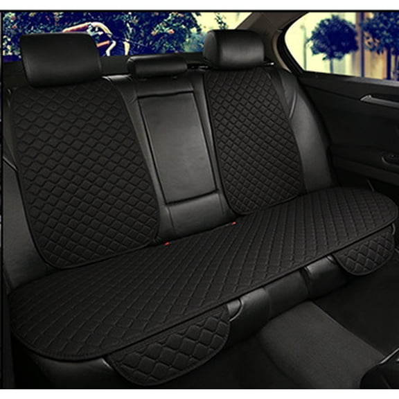 Car Seat Cover Protector Linen Front Rear Back Cushion Protection Pad Mat Backrest for Auto Interior Truck SUV(1 Rear Black)