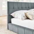 thumbnail image 5 of Full Size Upholstered Tufted Floor Bed Frame, Sofa Bed Frame with Comfortable Backrest and Armrests,Velvet Platform Bed for Bedroom, Living, Recreation Room,No Box Spring Needed (Grey, Full), 5 of 9