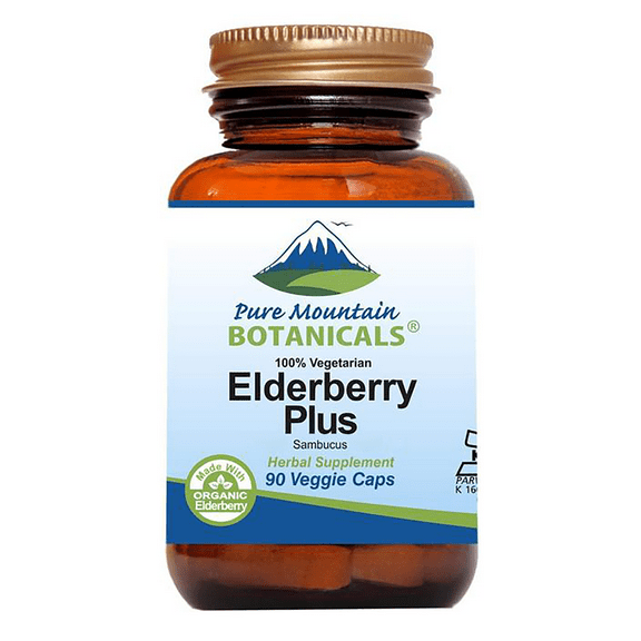 Sambucus Elderberry Elderflower Kosher Vegan Herbal Supplement (90 Caps) (750 mg)