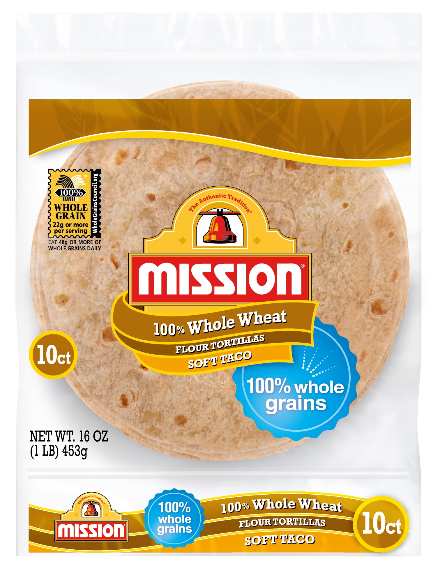 Mission Soft Taco Whole Wheat Tortillas, 10 Count