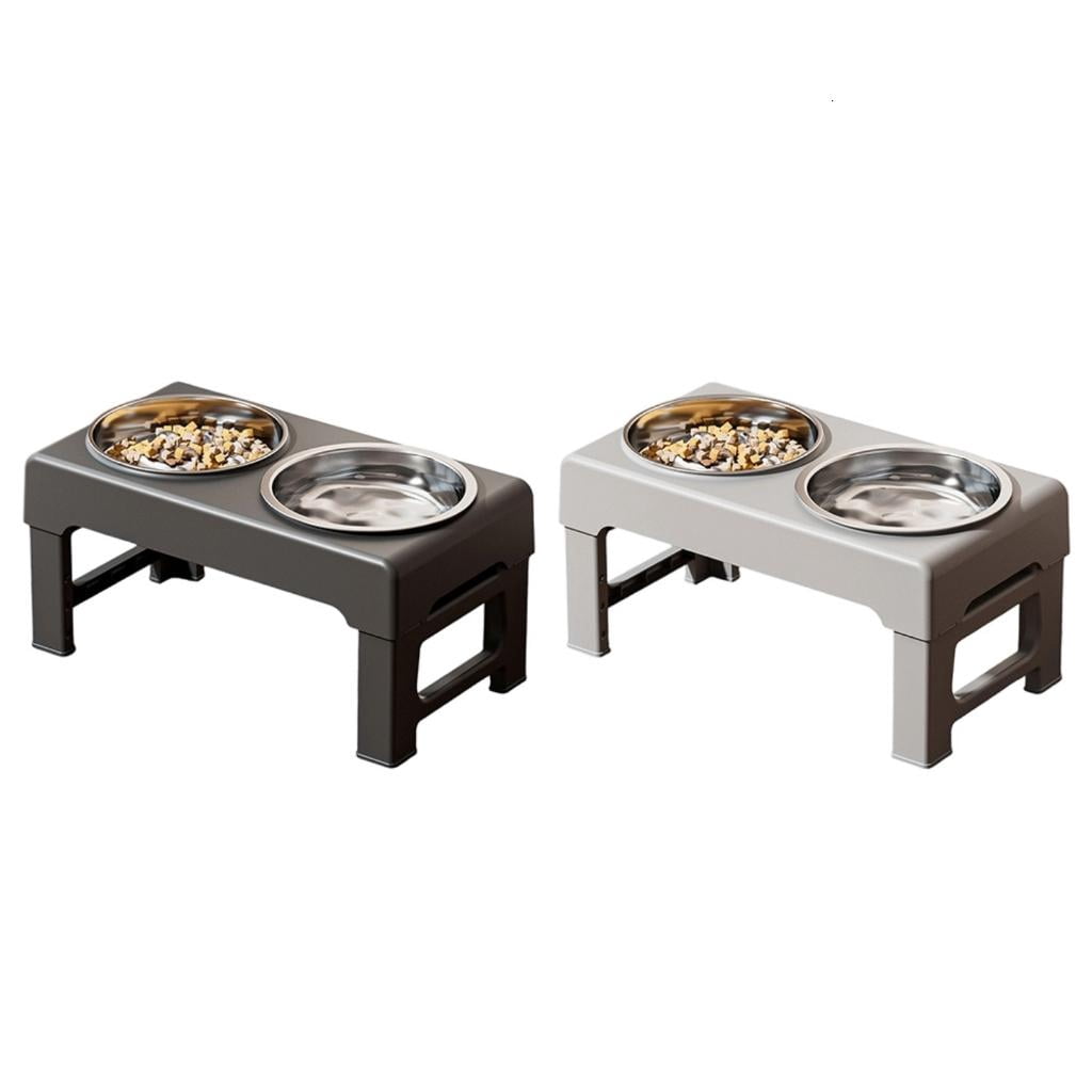 Giaone Adjustable Elevated Dog Feeder With Slow Feeder Bowl And Stainless Steel Dishes