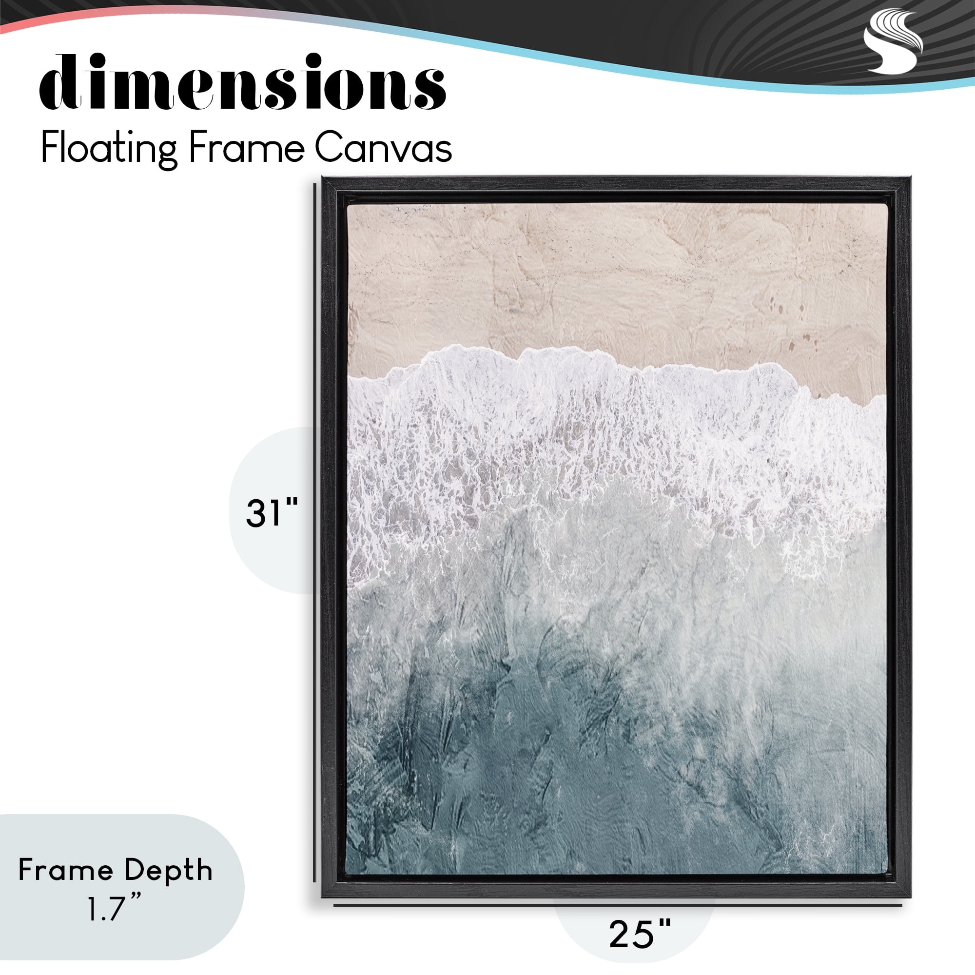 Stupell Industries Beach Top Shore Black Framed Floater Canvas Wall Art, design by Kim Allen