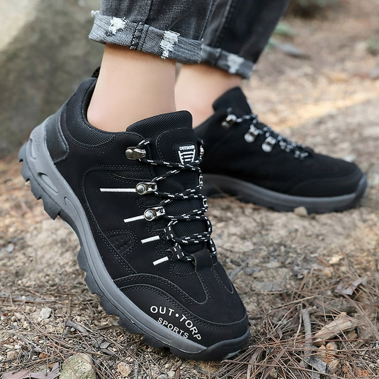 Men's Solid Color High Top Lace-up Flat Sneakers, Casual Outdoor