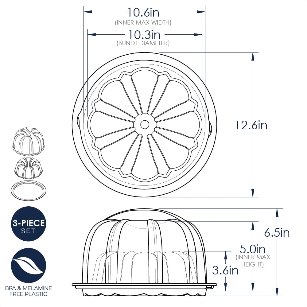 Nordic Ware 12 Cup Formed Original Nonstick Aluminum Bundt + Cake Keeper Set