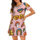 thumbnail image 1 of Balery Retro 70s Hippie Camisón de manga corta con cuello redondo para mujer, cómodo y elegante., 1 of 6