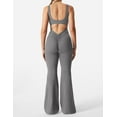 thumbnail image 4 of Women Workout Flare Jumpsuits Sexy Backless Gym Bodycon Scrunch Butt Yoga Rompers V Back Lizvette, 4 of 6
