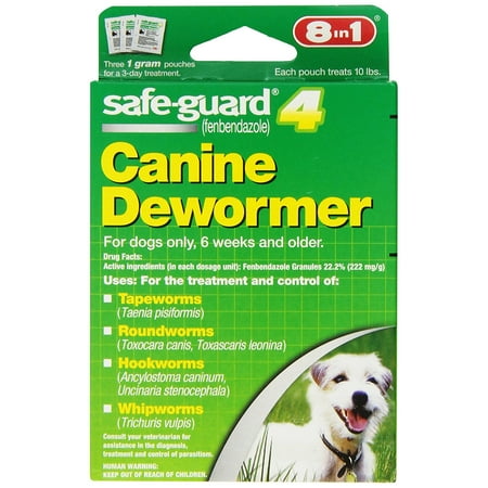 8 In 1 Safe Guard Canine DeWormer for S Dogs, 1-Gram, Safe-Guard treats against Tapeworms, Roundworms, Hookworms, and Whipworms By
