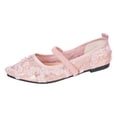thumbnail image 6 of Mesh Mary Jane Shoes Women Floral Embroidery Pointed Toe Ballet Flat Shoes Elastic Band Slip on Casual Summer Dress Shoes Pink Size 7.5, 6 of 6