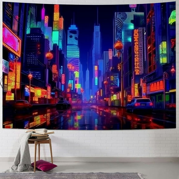 Shiartex  Tapestry, Punk Cityscape Wall Tapestry, Japanese Tokyo Billboards District City 80S Art Wall Hangings for Living Room Bedroom Dorm 40x30inch