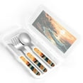 thumbnail image 4 of Gaeub Serene Ocean Sunset Print 3-Piece Children Knife Spoon Fork Set,Stainless Steel Child Flatware Set,Kids Utensils Set with Case for Lunch Box (Fork Spoon Knife Combo), 4 of 8