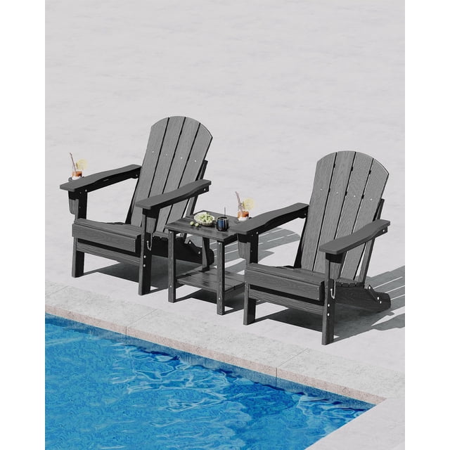 Chaise Adirondack Pliante – Chaise de Patio Extérieure en HDPE Résistante aux Intempéries avec Texture Grain de Bois