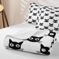 thumbnail image 4 of Manfei Cat Head Twin Quilt Set, Cute Kitten Face Twin Coverlet Set, Black White, 2pcs, 1 Bedspread and 1 Pillowcase, 4 of 7