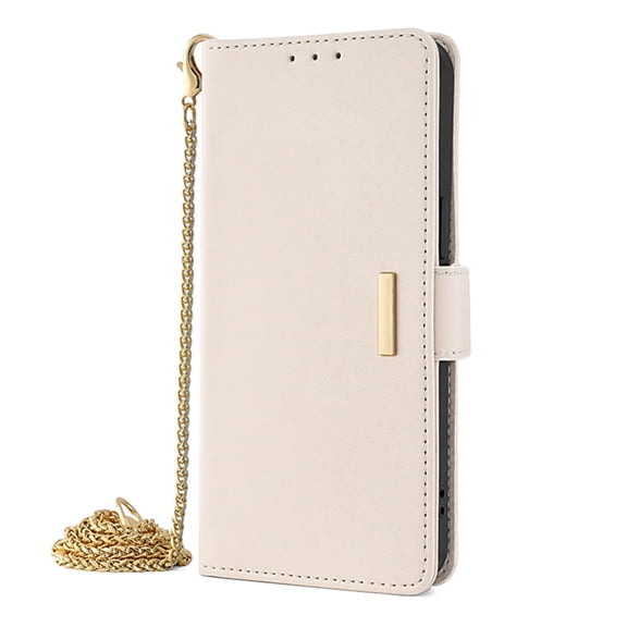 Allytechgroup Cash Slot PU Leather Hard Shell Flip Cell Phone Case with Protective Case Cover for Apple iPhone 17 Pro Max, White