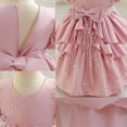 thumbnail image 6 of SERTG Little Girls' Party Dress Sheer Paneled Skirt with Back Zipper Short Sleeve Round Neck Princesse Outfit for 6 Months-4 Years(Hot Pink,12 Months), 6 of 6