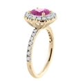 thumbnail image 3 of 10K Yellow Gold Natural Pink Topaz Ring Round 8mm Floating Halo Diamond, size 10, 3 of 4