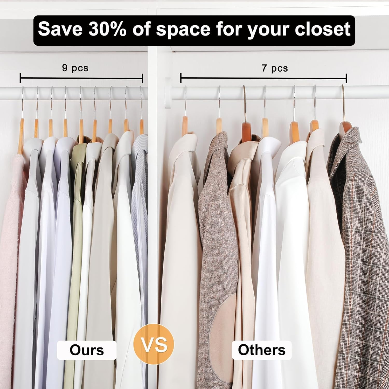 Wooden Hangers 48 Pack, 0.28-inch Slim & Durable Clothes Hangers Space Saving, Natural Wood Hanger with 360°Swivel Hook and Non-Slip Shoulder Notches for Coat,Shirt,Camisole,Dress