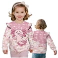 thumbnail image 3 of Garronmavis Axolotl Girls Sweatshirts Stylish Cherry Blossom Long Sleeve Pullover Crewneck Tops Shirts Ruffle Casual Long Sleeve Fall Winter Tops Comfortable for Girls 7-8 Years Old, 3 of 7
